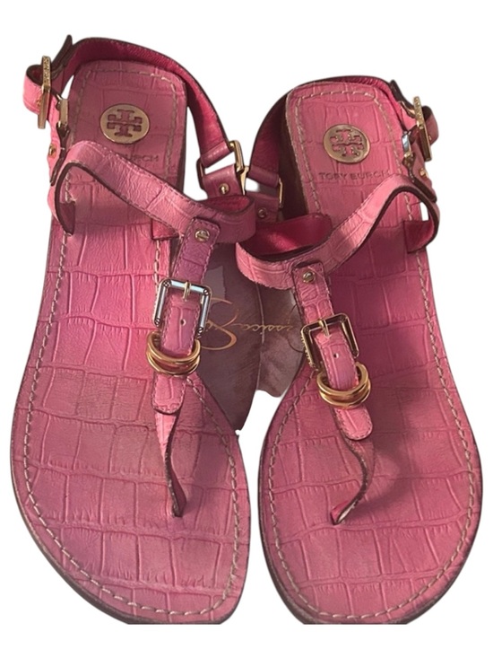 Tory Burch Shoes - Tory Burch Pink Croc-Pattern Sandals
